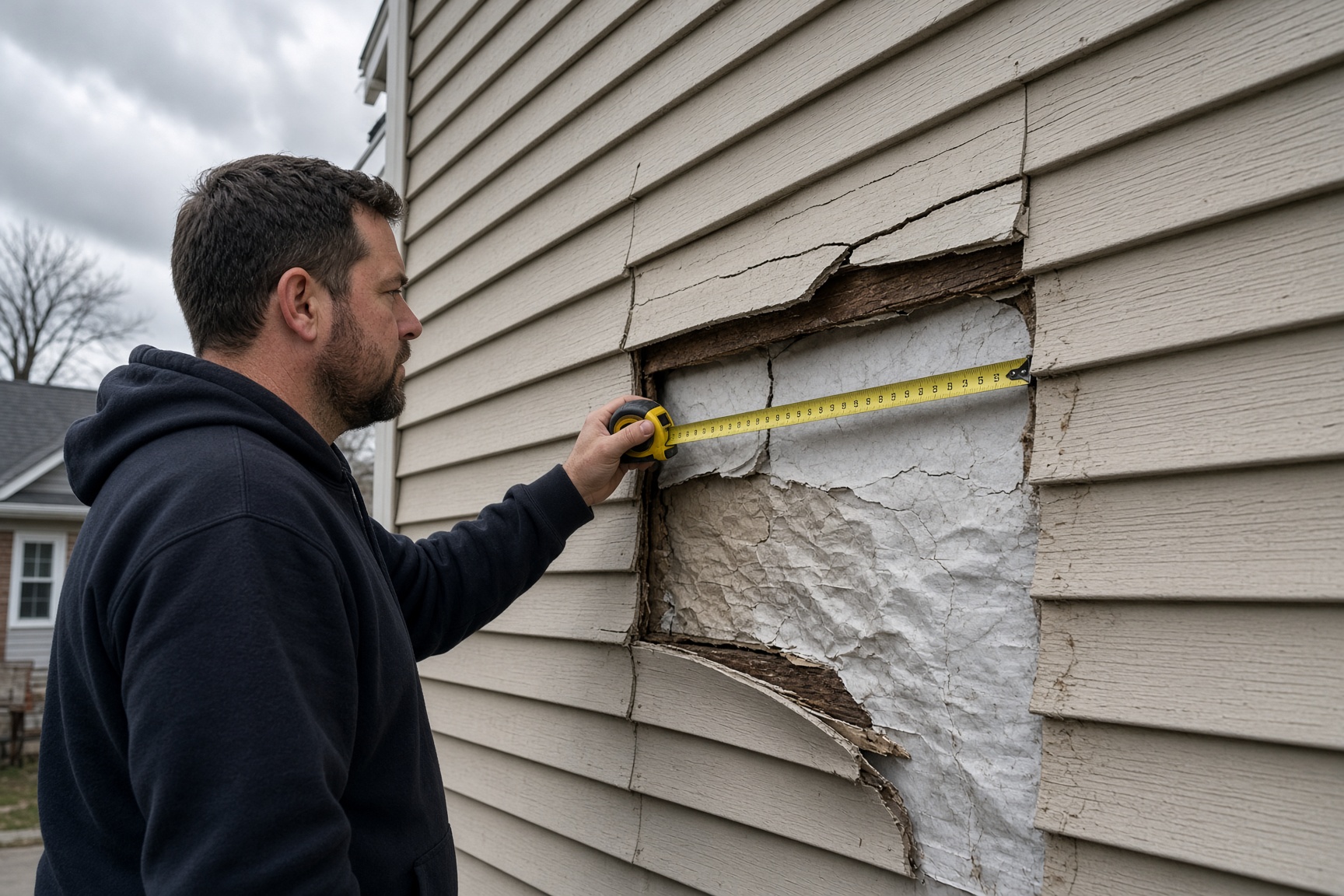 Measuring storm-damaged vinyl siding